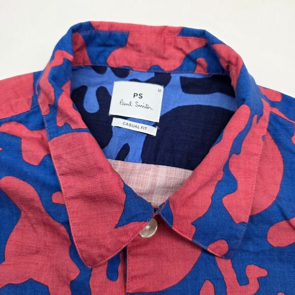 Paul Smith Floral Short Sleeve Button Shirt Men Medium Casual Fit MSRP 195$ - Picture 6 of 8